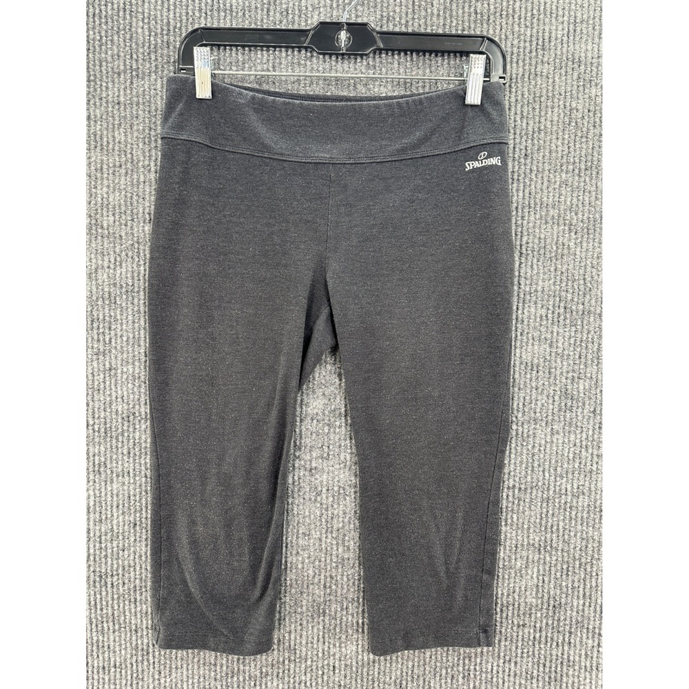 Spalding Capri Leggings Womens Medium Gray Good Heathered Athletic Crop Pants